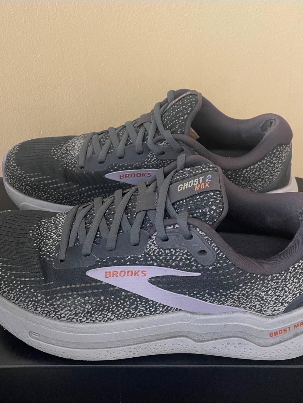 Brooks Ghost 2 Max Running Shoes - Gray with Purple Accents 1204201B005 Size 8.5